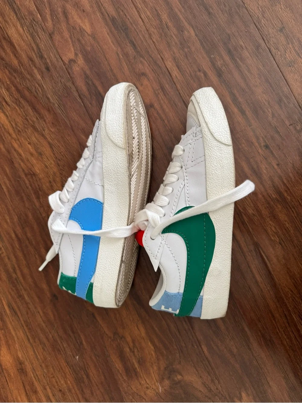 Nike blazers White Leather with Green, Blue and Orange Accent. Low top